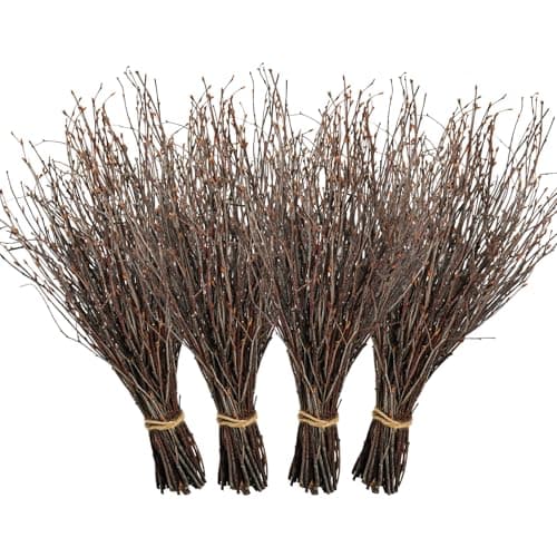 Ruidazon 200 Pcs Real Dried Birch Branches, 17 Inch Natural Birch Twigs Tall Birch Tree Sticks for Decorative Vases, Crafts, DIY Floral Arrangements Wreath Wedding Centerpiece Home Decor