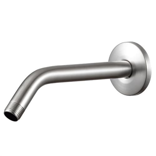 OFFO Shower Arm with Flange, 10 in Brushed Nickel Wall Mount Replacement Angle Shower Head Arm Wall-Mounted For Fixed Shower Head & Handheld Showerhead