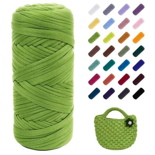 JeogYong TShirt Yarn 200g196ft Elastic Fabric Cloth Knitting T Shirt Yarn Fruit Green Thick Crochet Fabric Ribbon for Crocheting BagsBasketsRugs Home Decor DIY Crafts