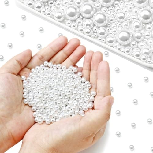 Towenm 2600PCS 6MM White Pearls for Crafting No Hole Pearls Beads for Vase Filler Faux ABS Round Pearls for Floating Candles Centerpieces Vases Makeup Brush Holder DIY Crafts Jewelry Making