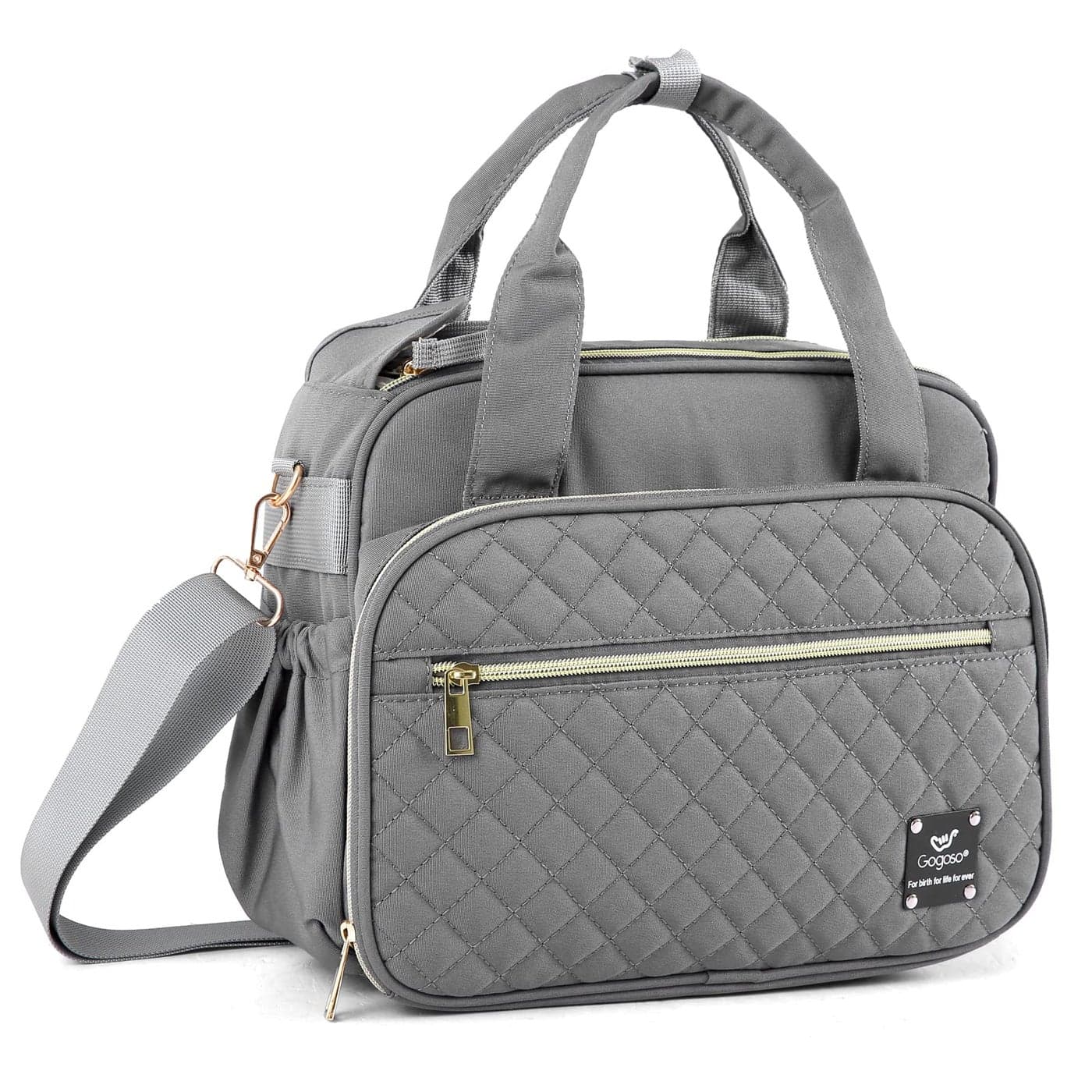 GOGOSO Crossbody Small Diaper Bag Cute Mini Baby Diaper Tote Bags with Insulated Pockets for Traveling Outdoor ParentGray