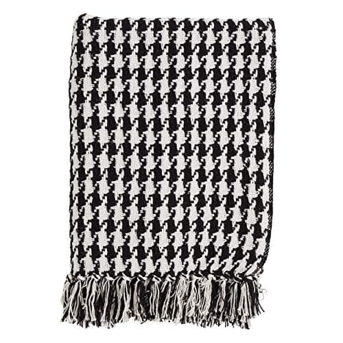 SARO LIFESTYLE Houndstooth Design Cotton Throw