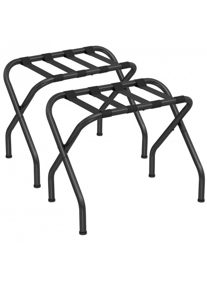 SONGMICS Luggage Rack for Guest Room, Set of 2 Suitcase Stands, Foldable Steel Frame, for Hotel, Bedroom, Holds up to 110 lb, 27.2 x 15 x 20.5 Inches, Black URLR001B02
