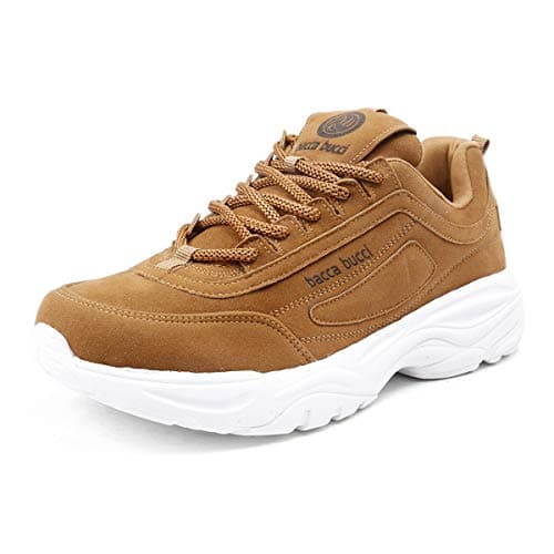 Bacca Bucci Men Lace Up Sneaker Shoes Tan, Size UK7