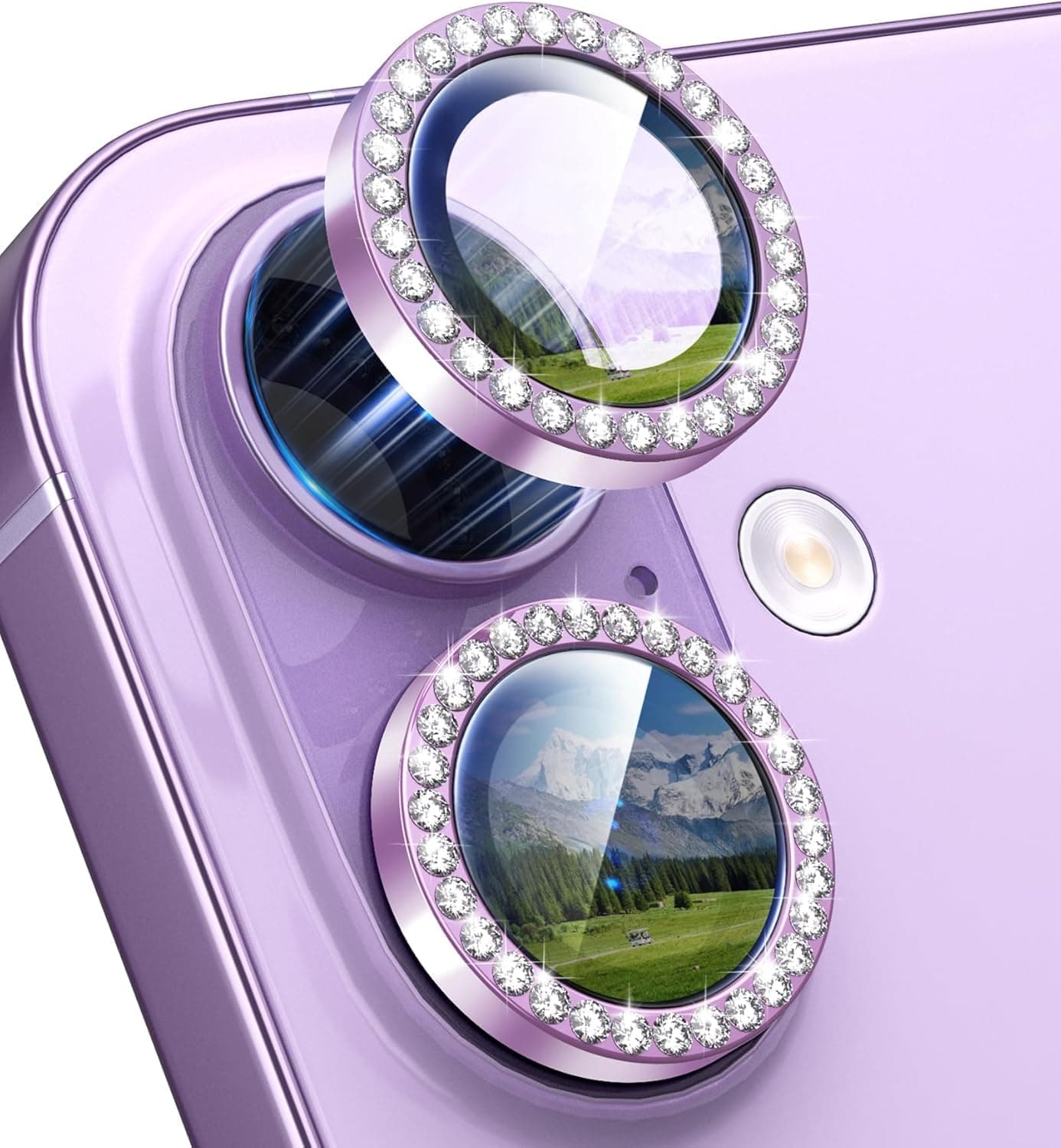CLITZ for iPhone 17 Camera Lens Protector Bling, Individual Diamond Metal Ring with 9H Hardness, Scratch-Proof Camera Screen Protector, Stylish Accessories, Case Friendly (Purple)