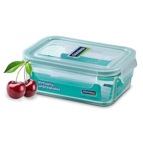 Glasslock Korea Tempered Glass Storage Containers with Lid - Classic 715ml Rectangle - Airtight Food Storage Kitchen Container - Office Lunch Tiffin Box/Bowl, Microwave/Dishwasher/Fridge/Freezer Safe