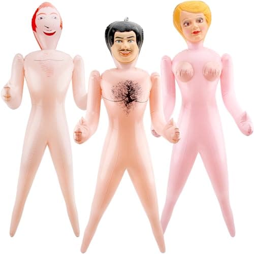 Drayear 3 Pack 59 Inch Funny Inflatable Doll Life Size Blow Up Tricky Doll for Halloween Gag Prank Props Tricky Game Bachelorette Hawaiian Beach Party 3 Styles