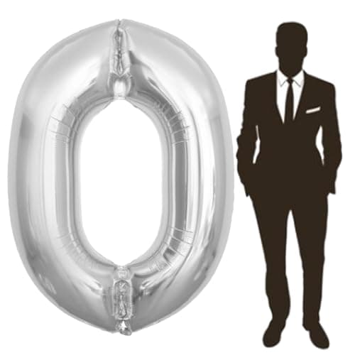 65 Inch Giant Silver Foil Number BalloonOld Childrens Birthday Party Helium Balloon Wedding And Celebration Themed Party Decoration Supplies 0 Plus