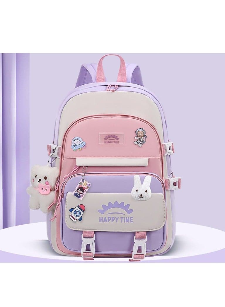 Large Capacity Waterproof Student Backpack with Compartments for Teen Girls