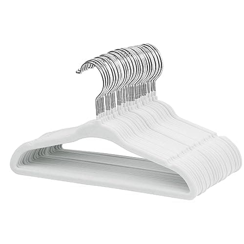 ManGotree Velvet Baby Clothes Hangers, 10.95'' Non-Slip Kids Hangers, Space Saving Hangers for Infant Toddler Children (30 Pack, White)