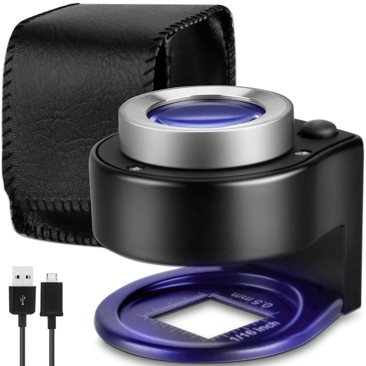 JEYUME 30X Loupe Magnifier with 6 LED Lights Rechargeable Portable Desktop Jewelers Loupe Magnifying Glass with Purple Light and White Light Jewelry Tool for Coins Jewelry Currency and Stamps