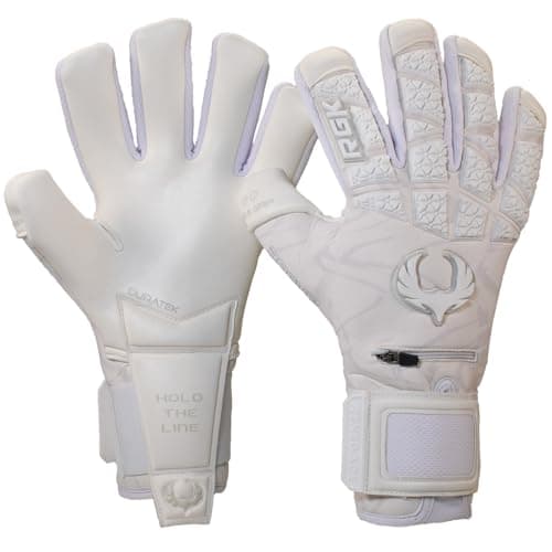 Renegade GK Limited Edition Rogue Blizzard Goalie Gloves with Fingersaves | 4mm Giga Grip | White Goal Keeper Gloves (Size 10, Adult, Mens, Neg. Cut, Level 4+)
