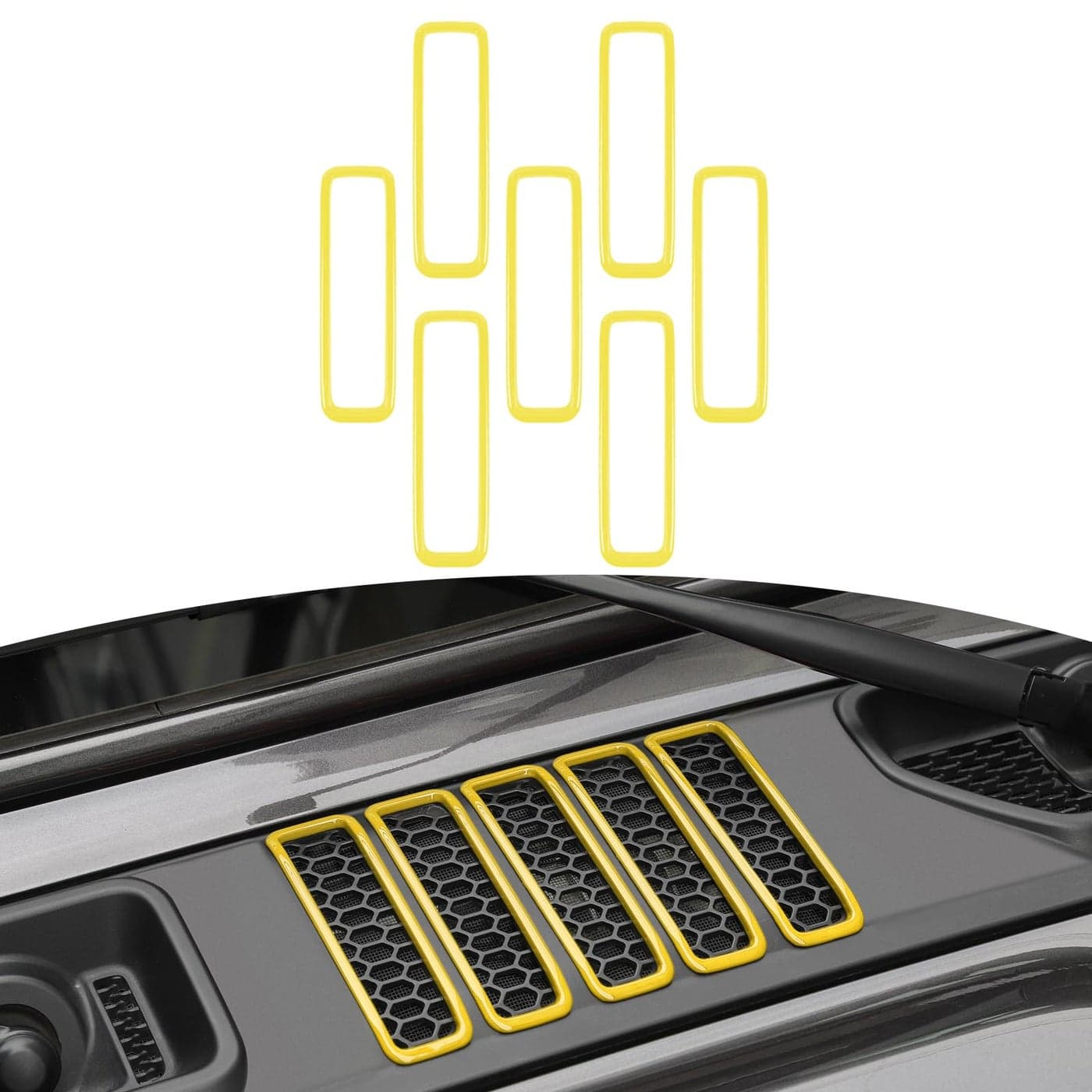 RTTCZ for Jeep JL Hood Vents Cover Trim Yellow for Jeep Wrangler JL JLU Gladiator JT 20182024 Yellow Exterior Accessories 7pcs
