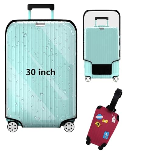 Tusmad Suitcase Cover | Transparent Large 30-Inch PVC Fabric, Zippered, Waterproof, Dustproof, Clear Protective Trolley Bag Cover for Travel | Hard Luggage Trolley Bags | (69X50X33 cm)