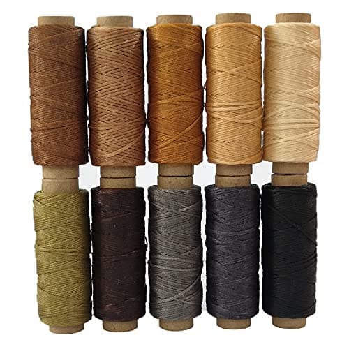 YEQIN 330 Yards 150D Leather Sewing Waxed Thread Cord for Leather Craft DIY Projects 1mm Diameter 10 Colors Thread Cord Each of 33 Yards