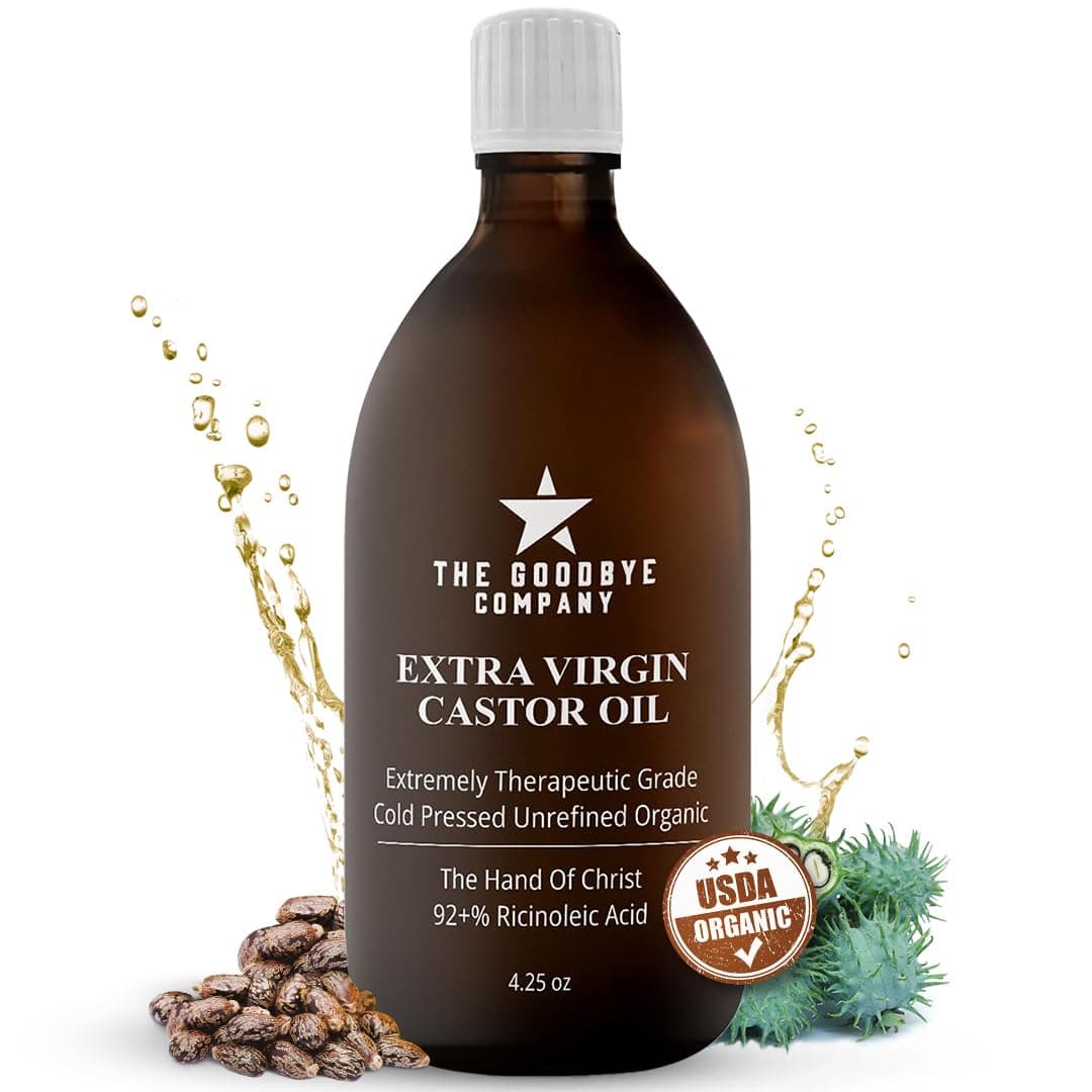 The Goodbye Company Organic Castor Oil 425oz 100 Pure ColdPressed Unrefined HexaneFree Nourishing Oil for Healthy Skin Hair Growth Eyelashes 120mL