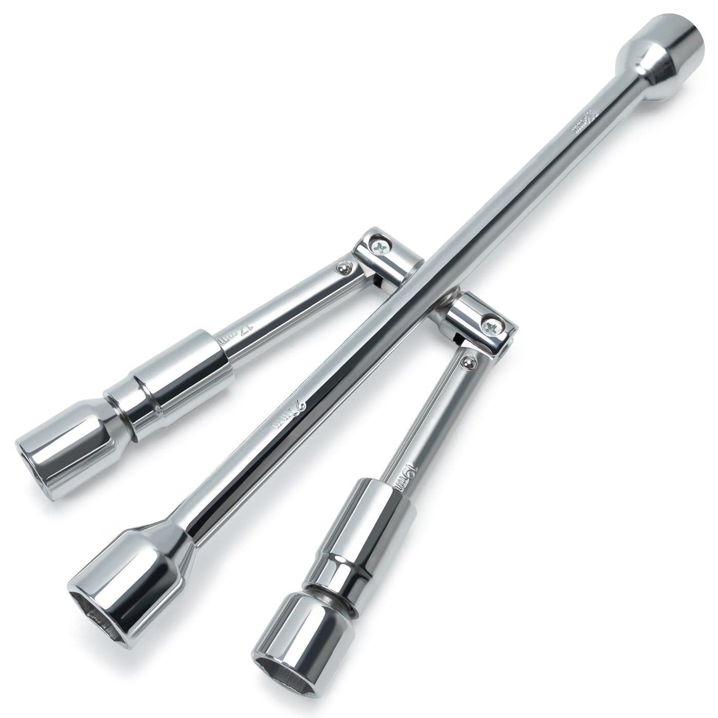 TONDA 4 Way Lug Wrench Foldable Cross Tire Iron Lug Nut Wrench Multi Size Chrome Plated Carbon Steel