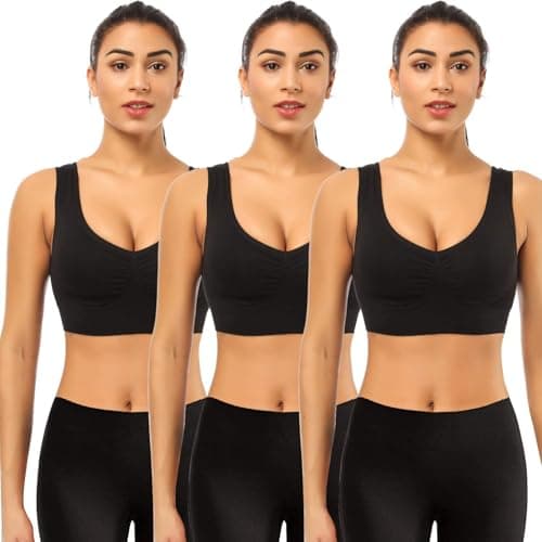 BESTENA Sports Bras for Women, 3 Pack Seamless Comfortable Yoga Bra with Removable Pads