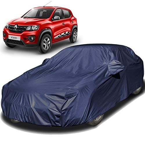 Kwid Dustproof Car Cover with Mirror Pockets, Navy Color, Taffeta Polyster,Triple Stitched, Compatible with Renaults Kwid Car Cover (2015 to 2020), Kwid Car Accessories