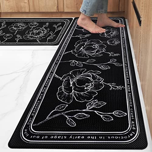 ROTTOGOON Kitchen Floor Mat Set of 2 Cushioned Anti Fatigue Kitchen Mat 17x4717x29 NonSlip Waterproof Kitchen Rug Premium PVC Comfort Kitchen Mats and Rugs for Kitchen Office Home Laundry