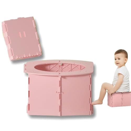 VUFVOID Travel Potty for Kids Reusable Portable Folding Potty for Toddler Travel Foldable Toilet for Travel Outdoor Camping Toddler Potty Seat for Baby Training Pink