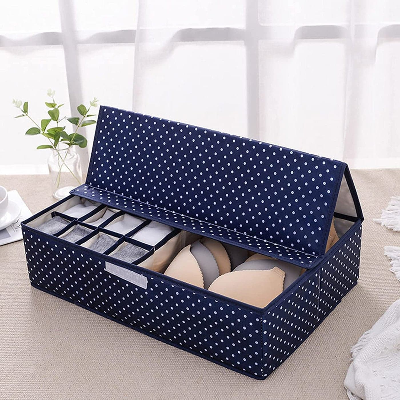 FRENYEAR Multi Compartment Foldable Storage BoxCloset OrganizerDrawer Organizer 16 Grids For Underwear Closet Storage For Bra Panty Innerwear Organizer For WardrobePolypropylene Fabric Oxford