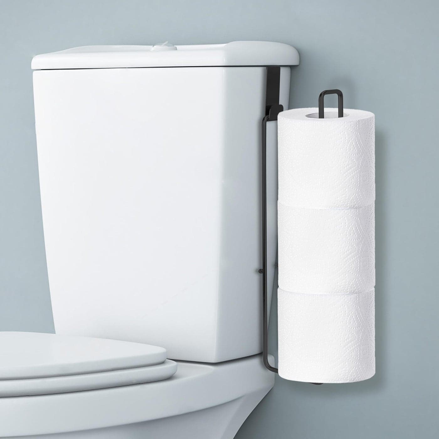 Over The Tank Toilet Paper Storage for 3 Roll Tissue Toilet Paper Holder Stainless Steel Wall Mount with Storage and Reserve Black Holder for Bathroom and RV Organization 1 Pack
