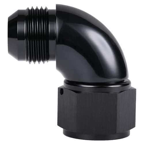 Podavelle 90 Degree 12AN Male to 12AN Female Swivel Full Flow Fitting Adapter Coupler Aluminum Black
