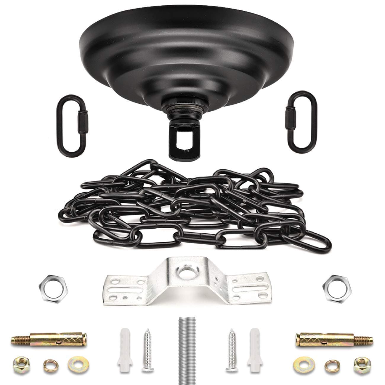 ROJOSER Heavy Duty Canopy Kit and 32 feet Pendant Light Fixture Chain for Chandelier or Swag Light FixturesVintage Black