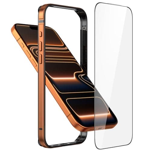 Eastcoo Metal Bumper Case for iPhone 17 Pro Max Aluminum Frame Slim Case Soft Silicone Inner BumperRaised Edge Protection HD Tempered Glass Screen Protector Cover for iPhone 17 Pro Max Orange
