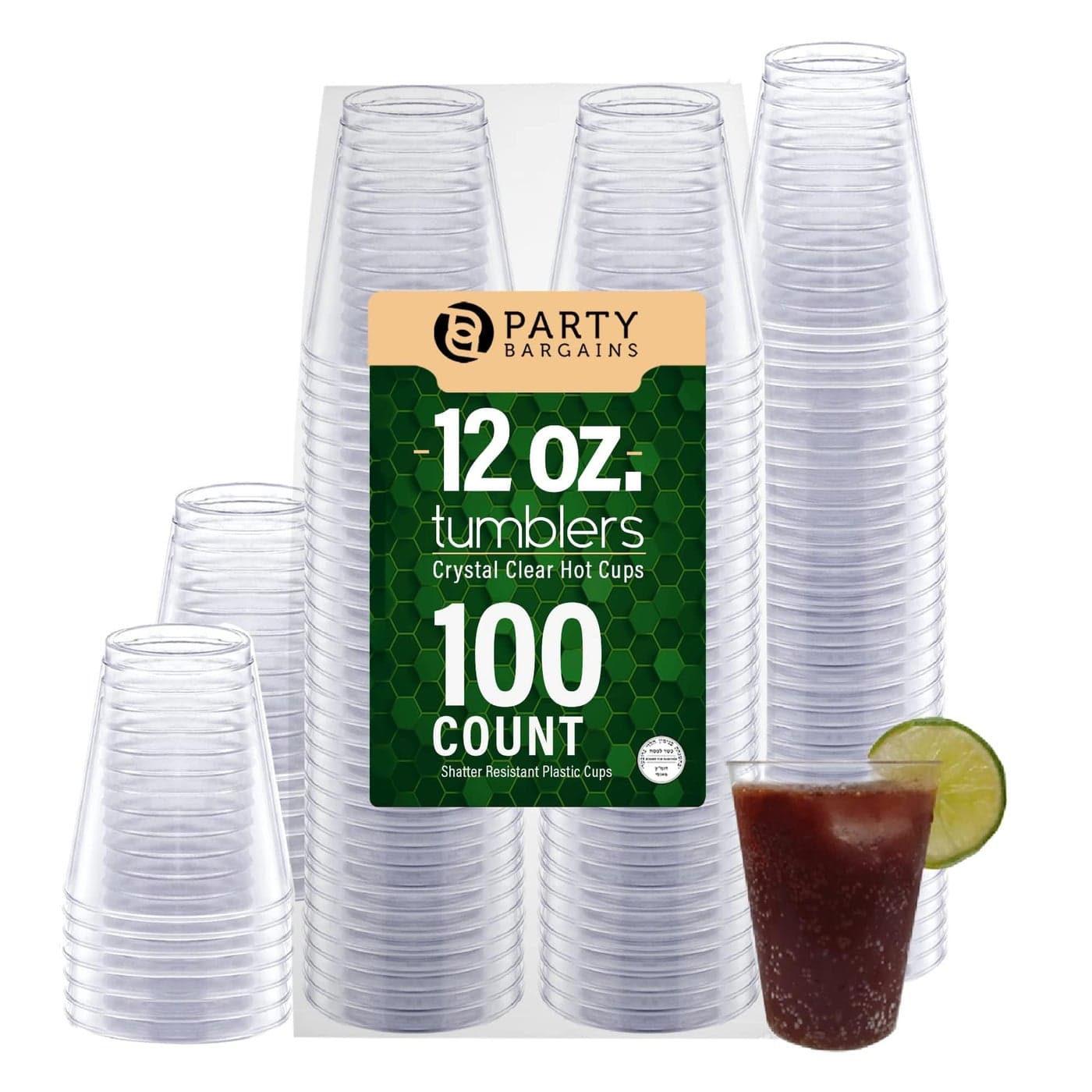 PARTY BARGAINS 12 oz Clear Plastic Cups 100 Pack HeavyDuty Plastic Clear Tumblers Ideal for Weddings Thanksgiving and Christmas Parties