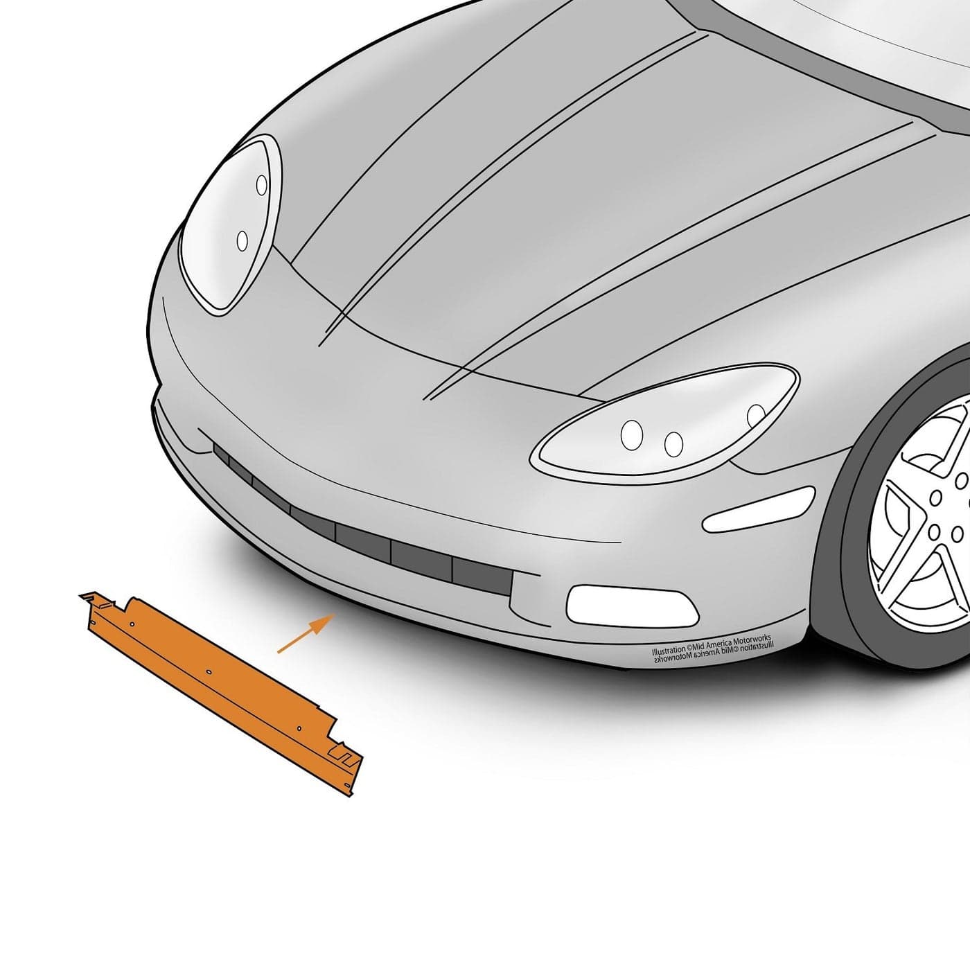 C6 Corvette Front Lower Center Spoiler Section Fits All 05 Through 13 Corvettes