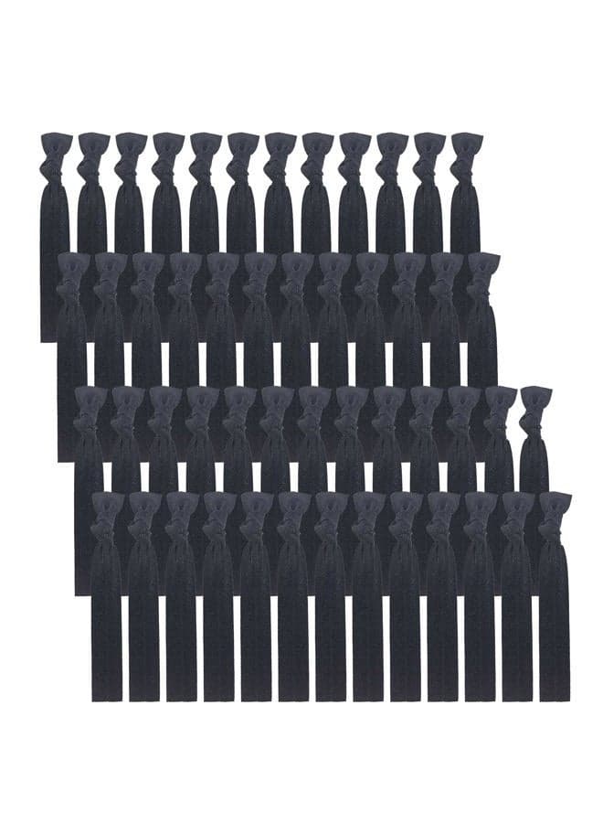 50 Pack Solid Color Knotted Hair Ties - No Crease Hair Ponytail Elastics for Women and Girls (black)