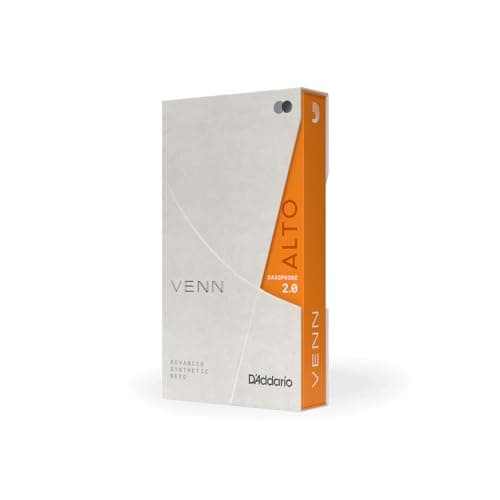 DAddario VENN G2 Synthetic Alto Saxophone Reeds Alto Sax Reeds with Advanced Synthetic Reed Construction of Polymer Fibers Resin Natural Cane Strength 20