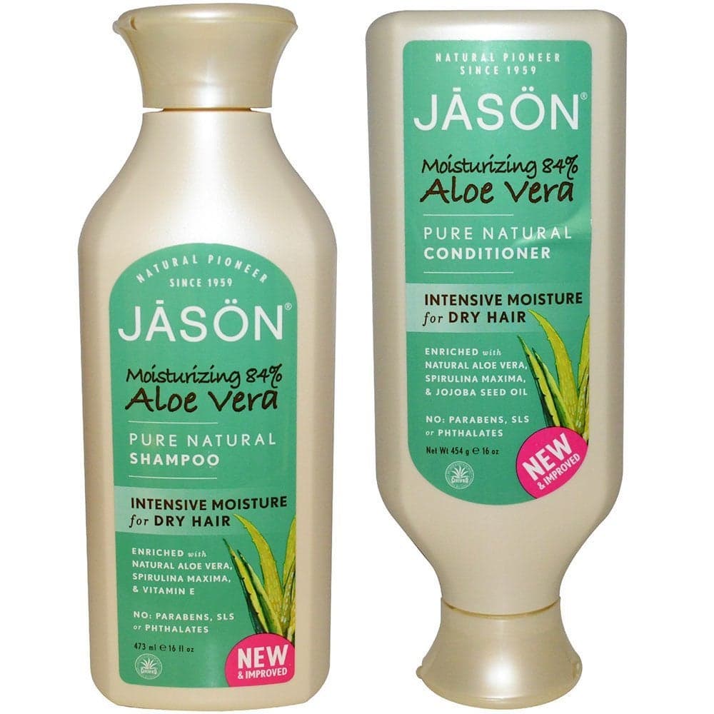 JASON All Natural Organic Aloe Vera Shampoo and Conditioner Bundle with Dry Hair Treatment Product Calendula Chamomile and Grapefruit No Sulfates No Parabens Vegan 16 fl oz each