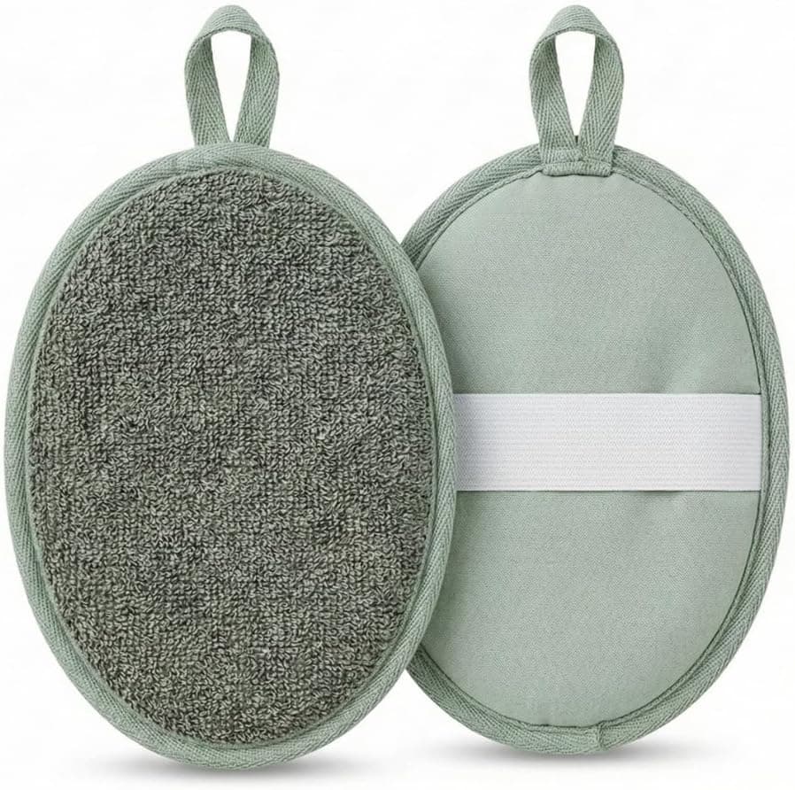 Natural Loofah Bath Pads 2 Pack – Double Sided Exfoliating Body Scrubber & Shower Sponge