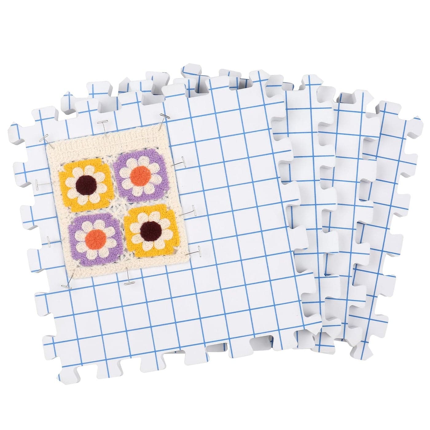Coopay Blocking Mats Set Blocking Mats for Knitting Blocking Mat 4 Pack with 100pcs Tpins Thick Interlocking Crochet Blocking Board 11 inch Granny Square Blocking Board Foam Large
