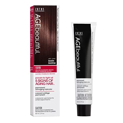 AGE beautiful Permanent Hair Color Dye Liqui Creme 100 Gray Coverage AntiAging Haircolor Biotin for Thicker Fuller Hair Professional Salon Coloring 5RB Medium Raspberry Brown
