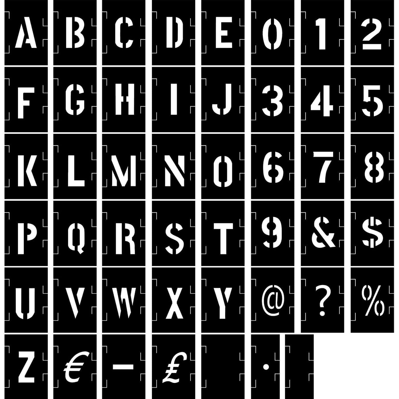 Zonon 153 Pcs 2 Inch Letter Stencils for Painting Number Symbol Stencil Set Reusable Plastic Alphabet Painting Templates Interlocking Kit for Wood Wall Fabric Door Craft DIY Art Projects