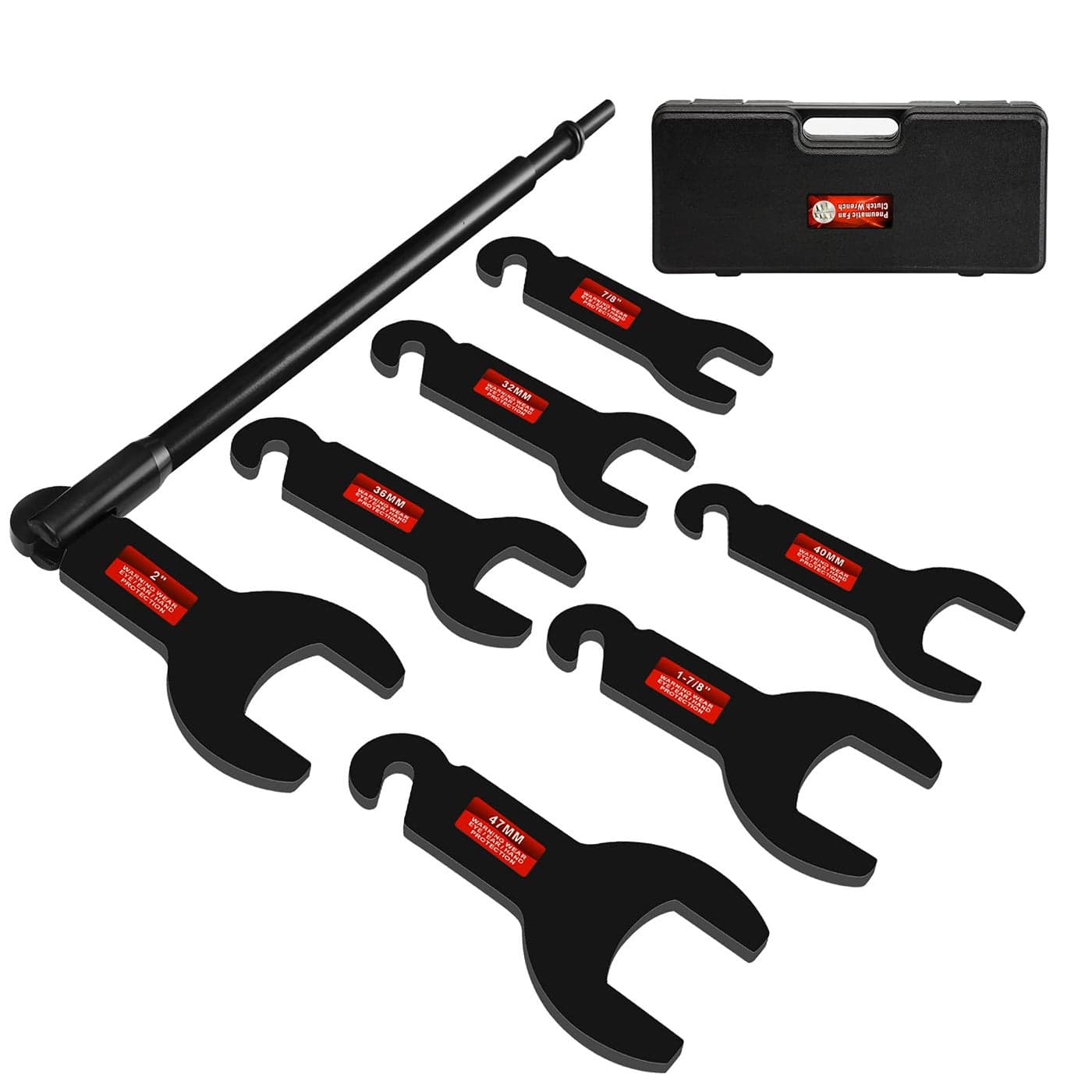 BETOOLL 8PCS Pneumatic Fan Clutch Wrench 43300 Removal Tool Kit Auto Repair Spanner Kit Installs Compatible With Ford GM Chrysler and Jeep