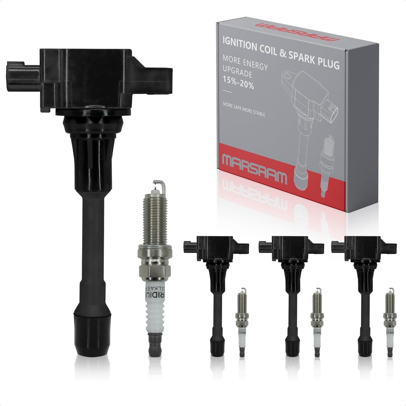Marsram Ignition Coil Pack UF549 and Spark Plug 9029 Fits for 20072013 Nissan Altima Versa Sentra Rogue Cub NV200 20142017 Infiniti QX60 M56 Q70 FX50 25L 18L 16L 20L 50L 56L L4 Set Of 4