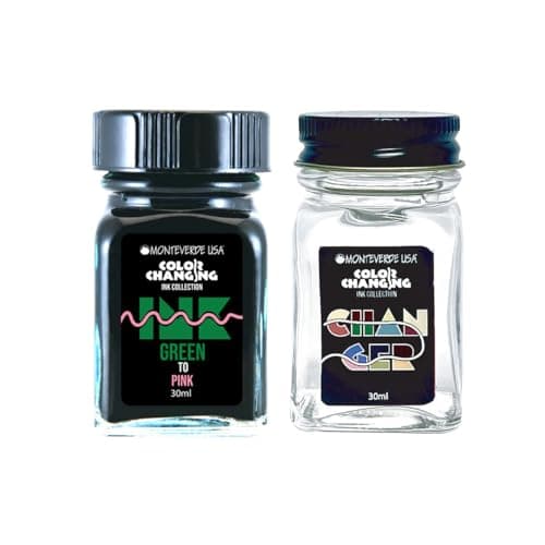 Monteverde USA Color Changing Ink – Green to Pink, 30ml Bottle, Transformative Fountain Pen Ink + Changer