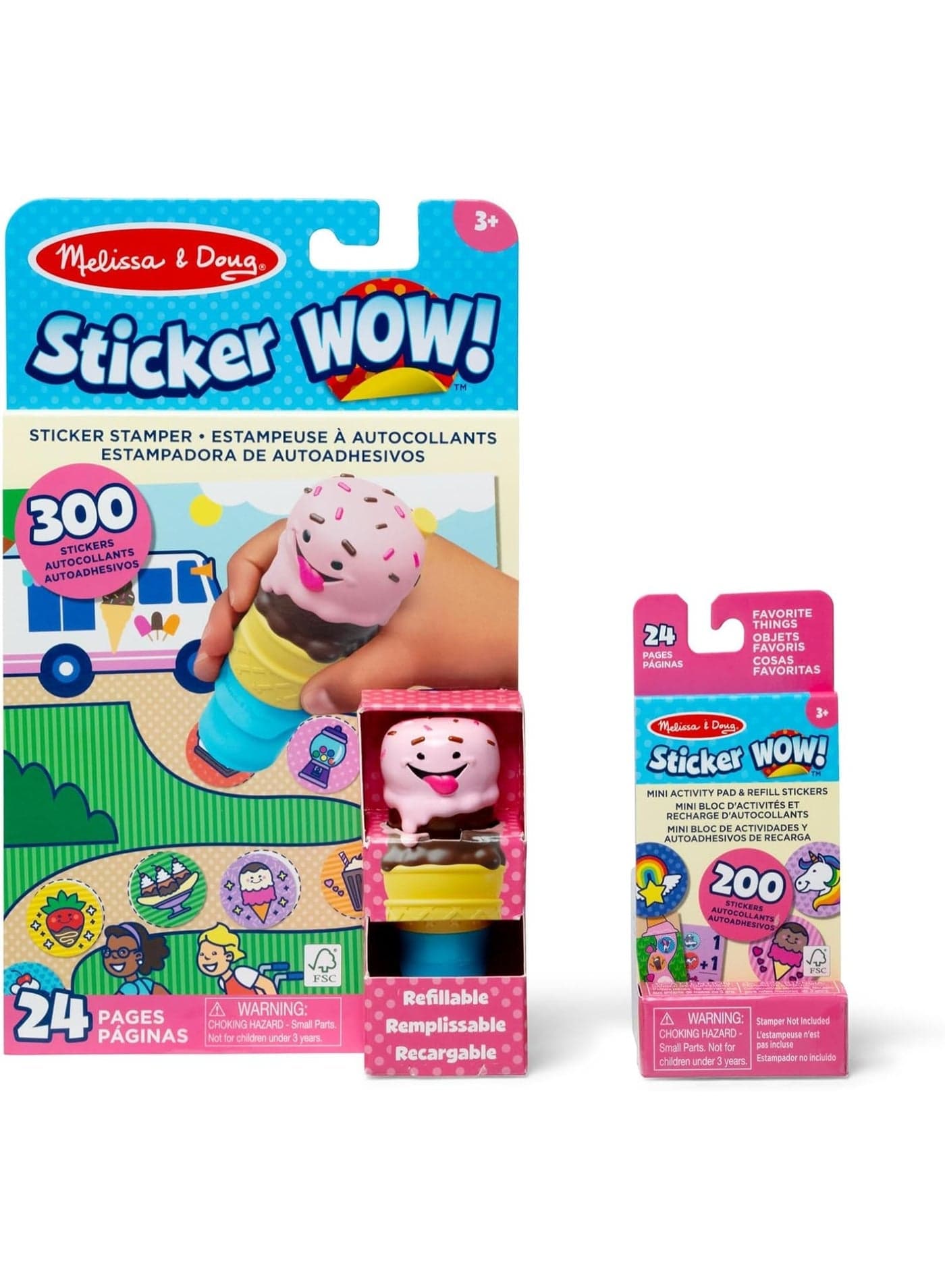 Melissa & Doug Sticker WOW! – Ice Cream Bundle (New Refill) – Mess-Free Sticker Stamper with Ice Cream Pad & Refill – Creative Fun for Fine Motor Skills & Imaginative Play for Kids Ages 3+ | MD50316