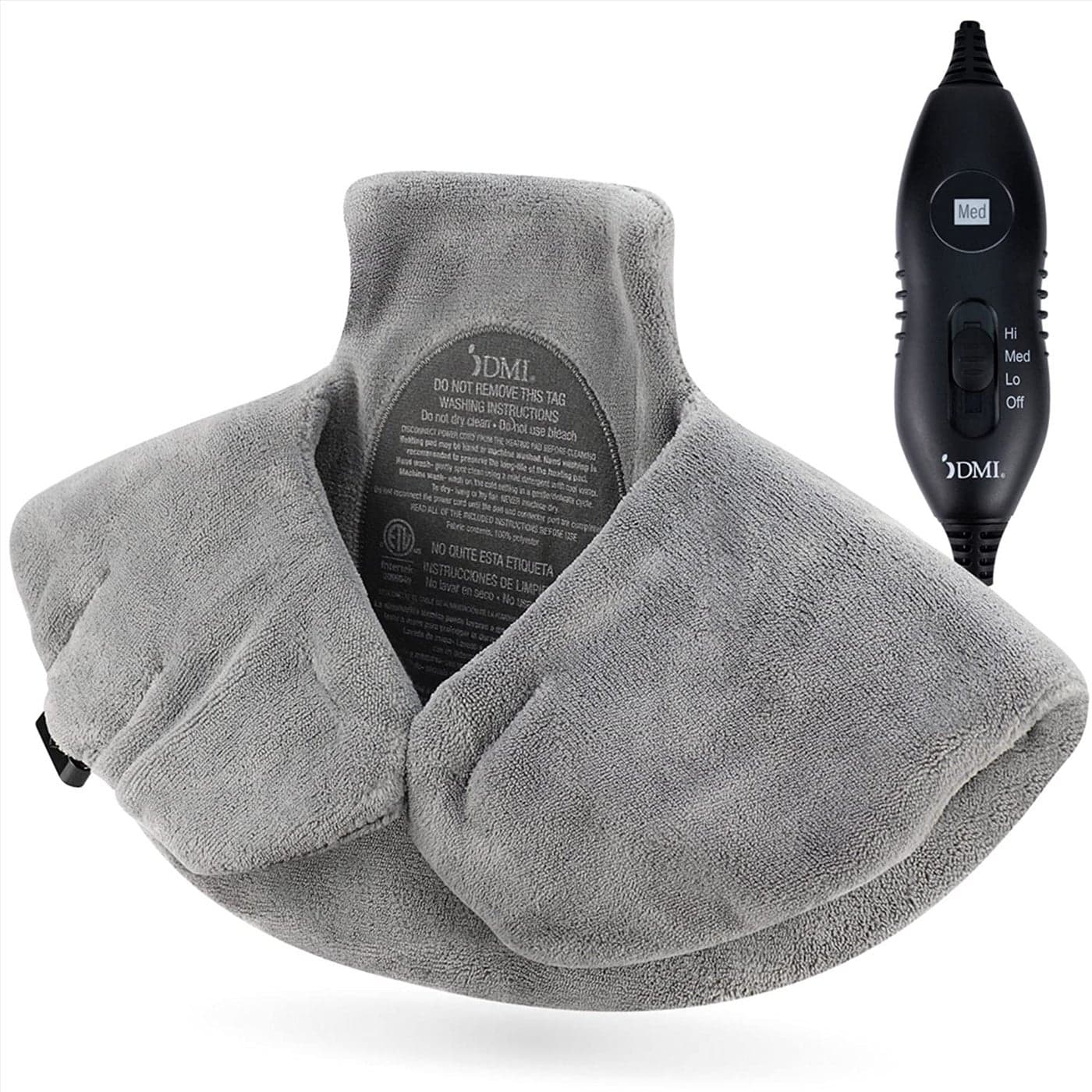 DMI Heating Pad for Headache Neck Shoulder Back Pain Relief FSA and HSA Eligible Heated Wrap to Relieve Tension with 3 Heat Settings Auto Shutoff Gray 18 X 15 Medium