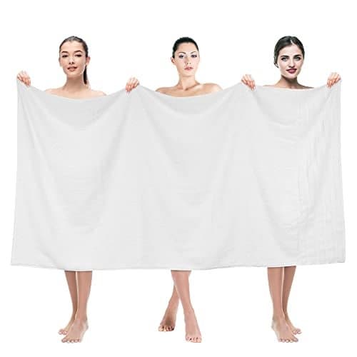 American Soft Linen 35x70 Jumbo Large Bath Towels, 600 GSM 100% Cotton Turkish Bath Sheet, Oversized Luxury Bath Towels for Bathroom Beach and Pool, White