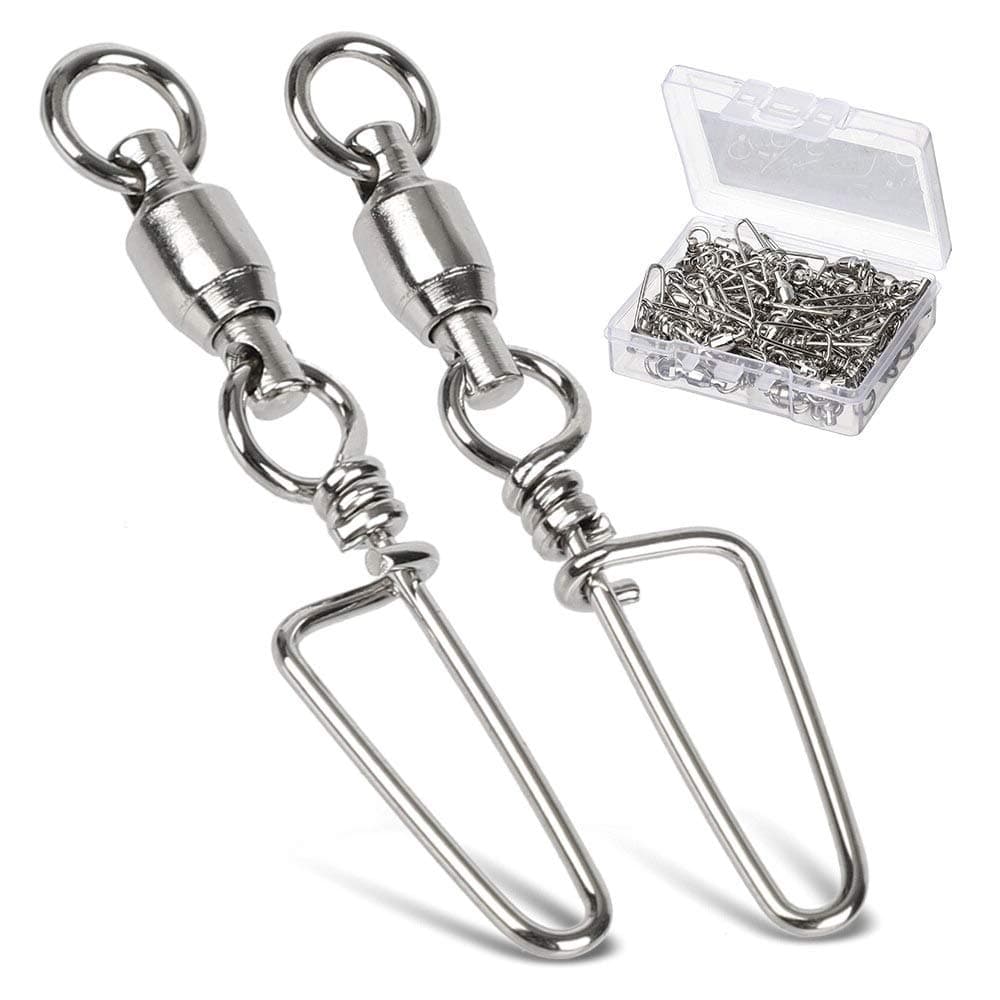AMYSPORTS High Strength Fishing Snap Swivels Ball Bearing Swivels Stainless Fishing Swivels Saltwater Corrosion Resistance Barrel Swivel for Freshwater Fishing 25pcs 99lbs