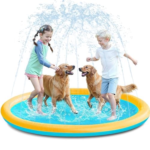 SLOOSH 72 NonSlip Splash Pad Sprinkler Outdoor Water Play Toys Backyard Fountain Mat for Toddlers Kids Dogs Thickened Sprinkler Outside Pool Party Durable for Girls Boys Pets 72in OrangeBlue