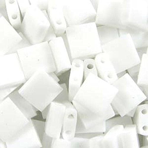 Opaque White Miyuki Tila Beads 72gm 2 Hole Seed Bead 5x5mm