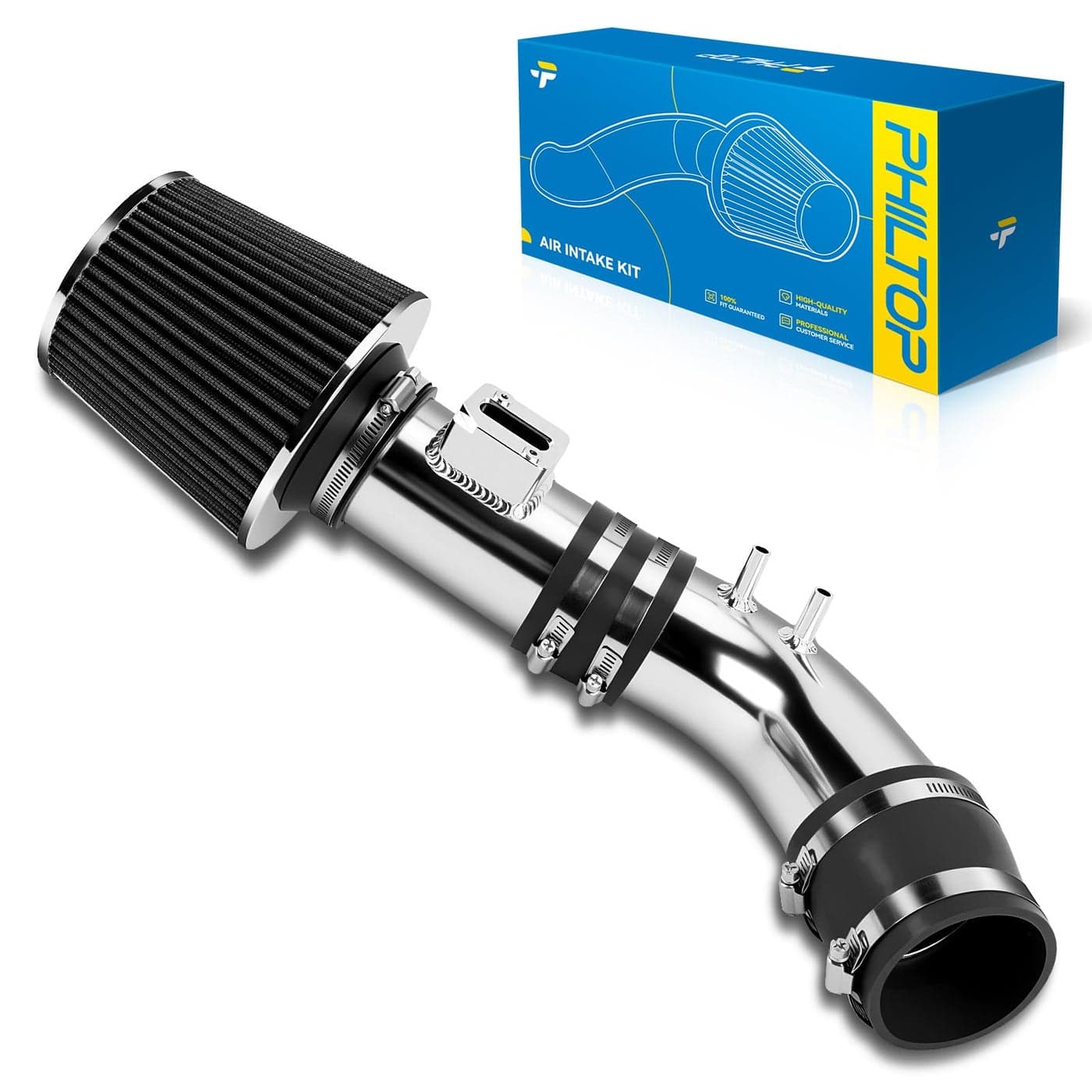 PHILTOP 3 Cold Air Intake Black Tube Compatible With Honda Accord 20042007 24L Black