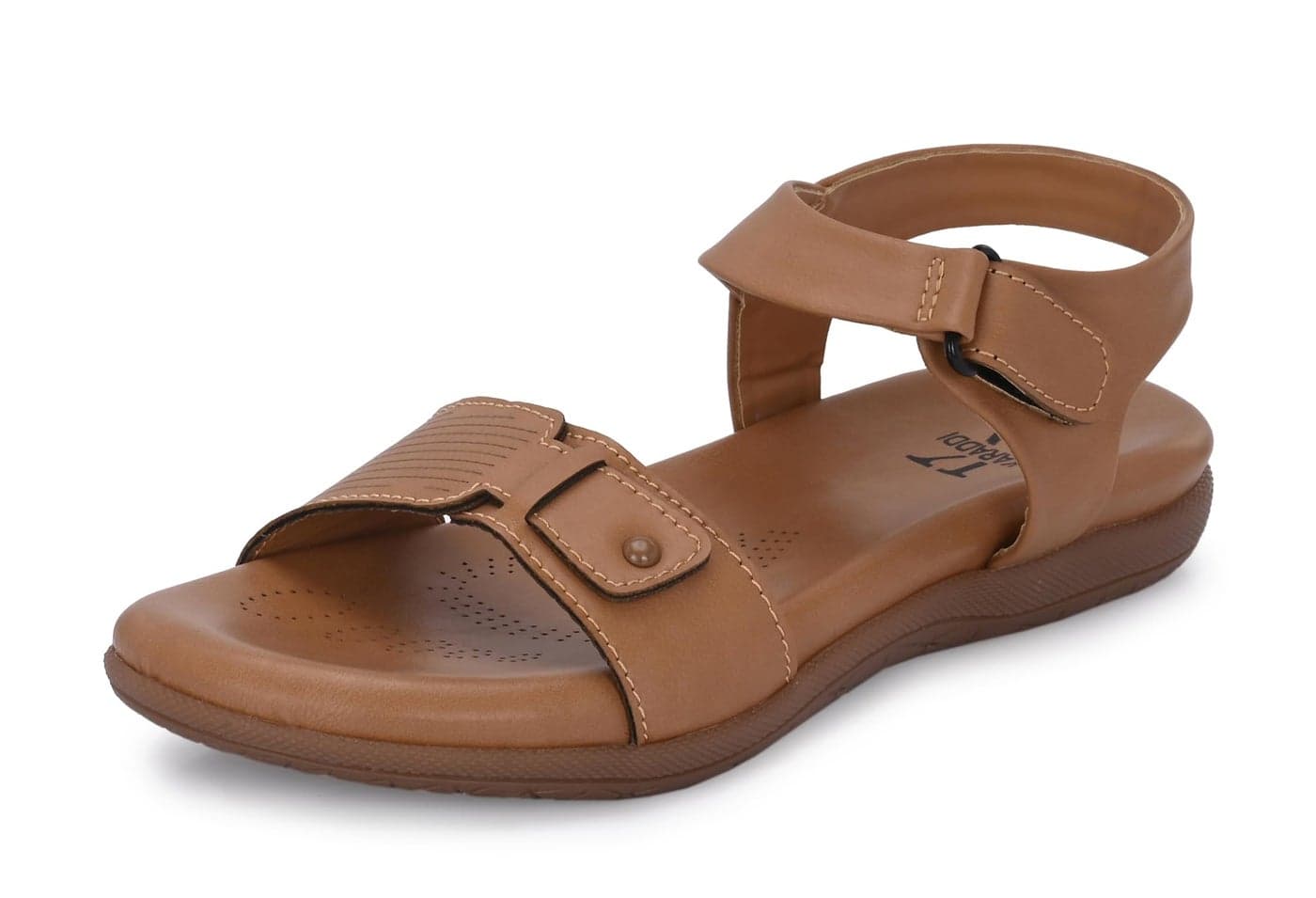 Karaddi Women's Fashion Sandals | Women's Flat Heels | Stylish Latest Ankel Strap Sandal for Ladies Color Beige Size 7 UK/ind